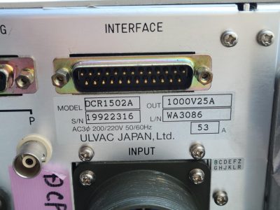 スパッタ電源 アルバック　Ulvac DCR1502A