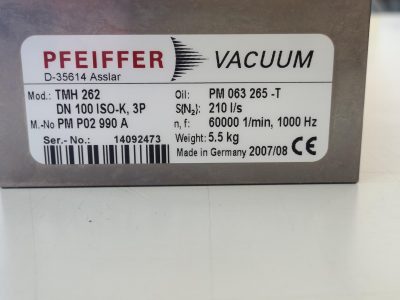 ターボ分子ポンプ PFEIFFER（ファイバーバキューム） TMH262/TC100