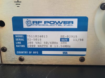 RF電源 RF POWER PRODUCTS RF20S
