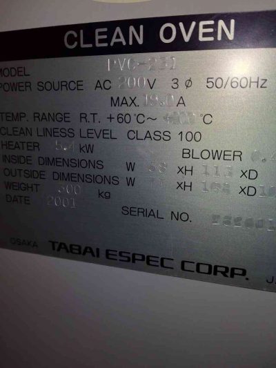 クリーンオーブン エスペック　Espec PVC-231
