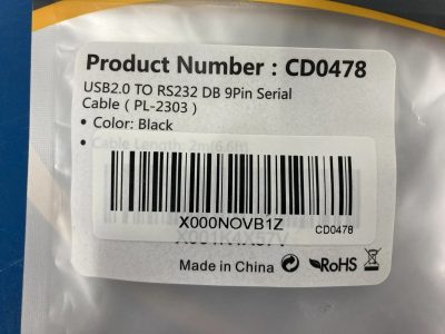 USB(M) to RS232(F) DB 9Pin Serial Cable 2m（PL2303内蔵）10本 CD0478 写真3