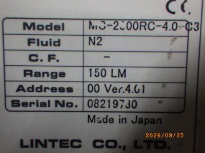 マスフローコントローラー（MFC） MC-2300RC-4.0-C3 写真4