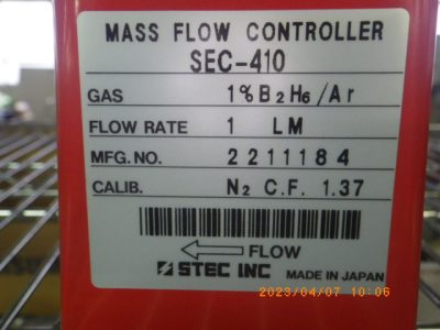 マスフローコントローラー（MFC） SEC-410 写真2