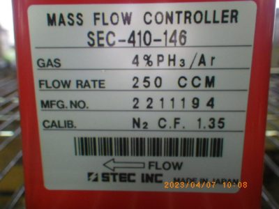 マスフローコントローラー（MFC） SEC-410-146 写真2
