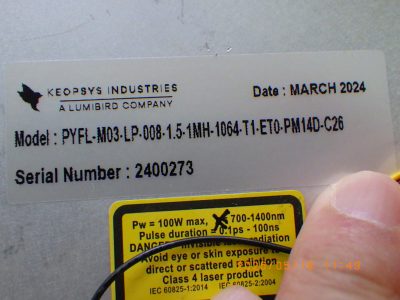 レーザー PYFL-M03・LP・008・1.5・1MH-1064・T1・ETO・PM14D・C26 写真2